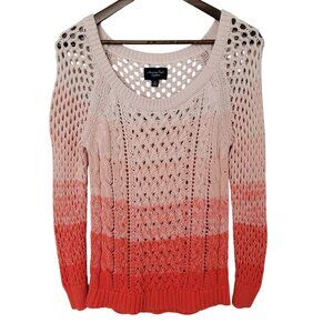 American Eagle Ombre Crochet Sweater Womens Size S Open Knit Pullover Soft